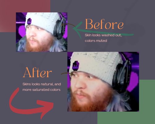 Don't forget the importance of color correcting. It can be done in obs before streaming and recording, or it can be done post-production by editors. 
If you're looking for the latter, my commissions are open. Feel free to message me. #videoeditor #freelance #streamer #content