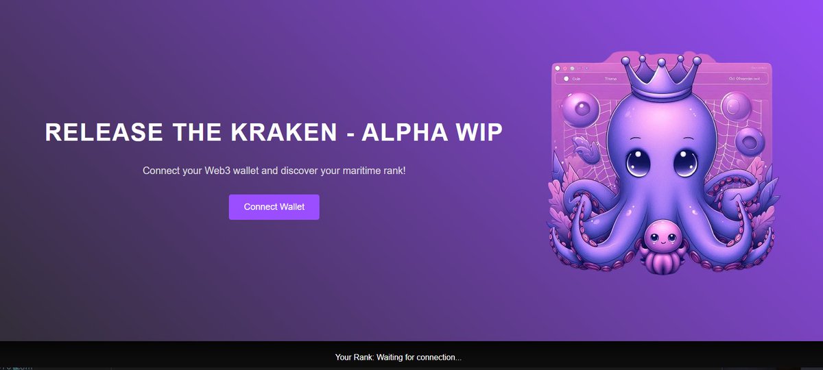 🚀 The alpha of the Dapp is out! Just a preview to show it's in development—main features are still being worked on, but we're on our way! 🐙💜

This is just the beginning! 
Build on <a href="/inkonchain/">ink</a> , buy on @squidswap_ink ! 

Check it out: releasethekraken.ink/dapp.html