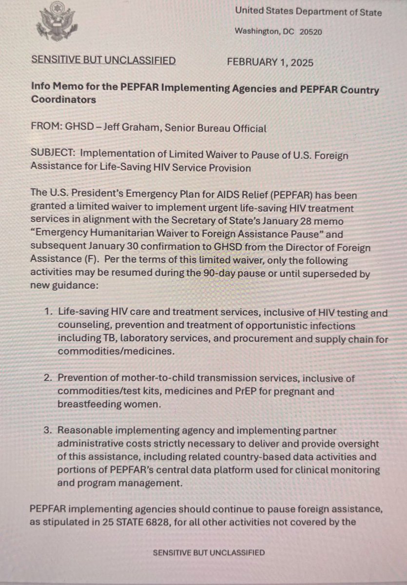 The PEPFAR waiver has now come through after a massive push by Democrats, Republicans, religious groups and NGOs concerned about the impact of Trump’s freeze on the life-saving program