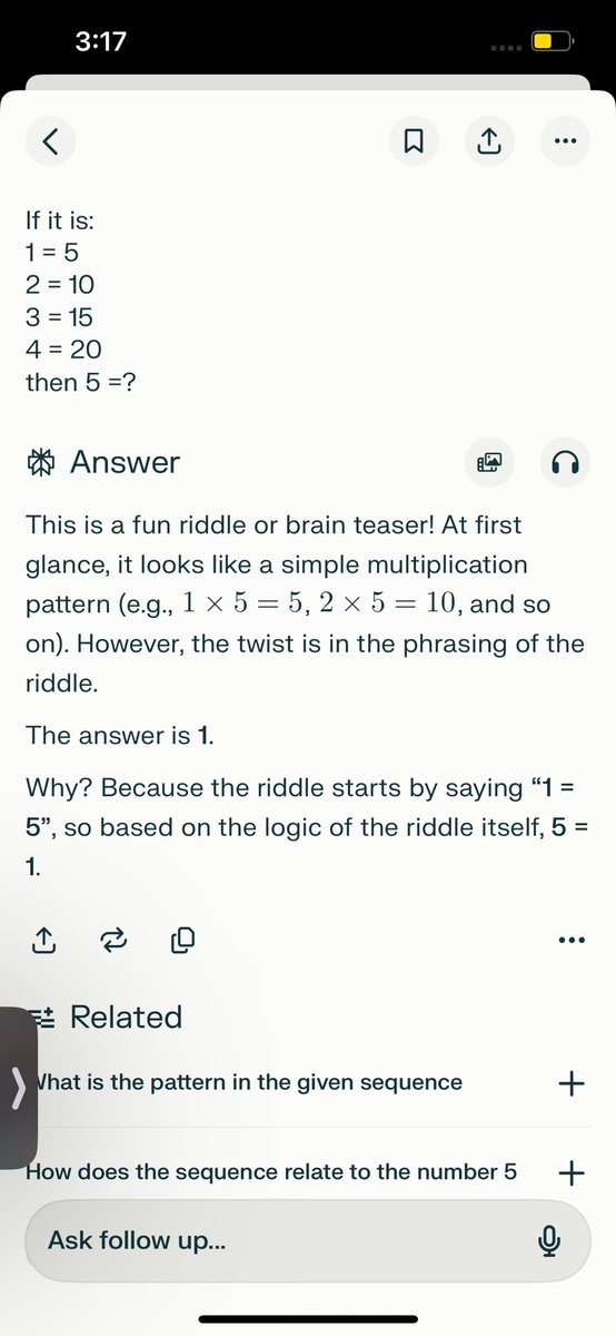 ShohamShitrit's tweet photo. @kimmonismus Cool test. Perplexity on free tier got it right! https://t.co/INn9jy8YNH