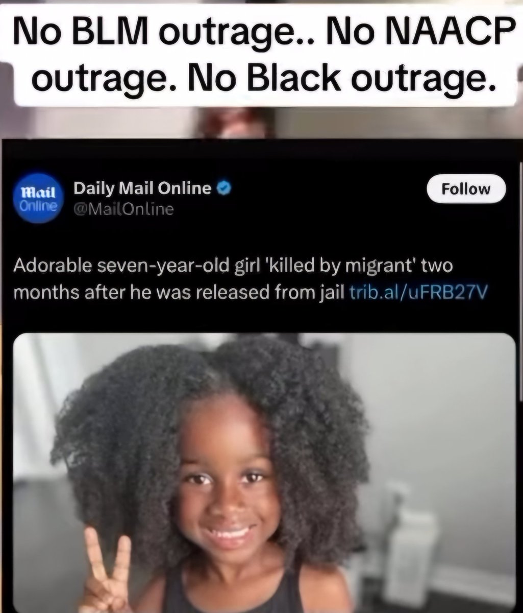 Where is the outrage for this little girl killed by an illegal migrant is funny how all the Democrats who talk about love for children are silent about this and against mass deportations , bunch of hypocrites.