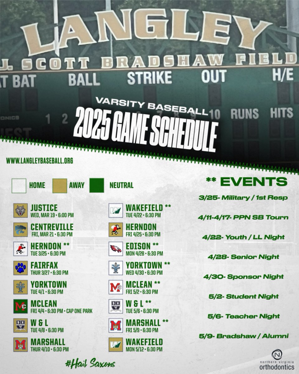 2025 Game Schedule release.  Includes our special home game events!