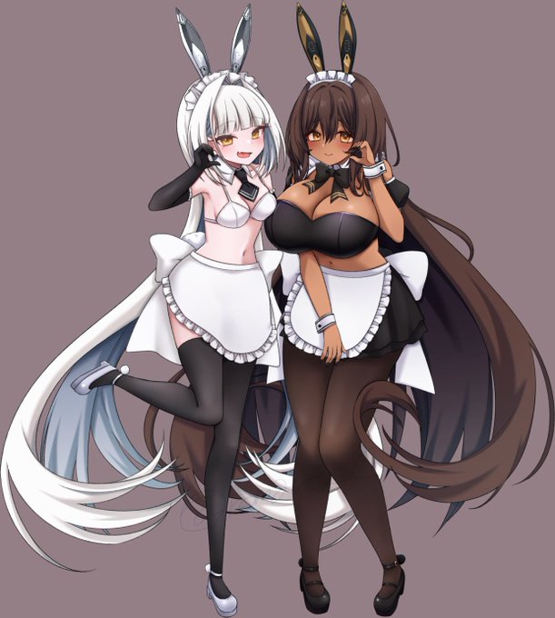 水着メイド🤍ブラン🤎ノワール
#NIKKE #NIKKEfanart 