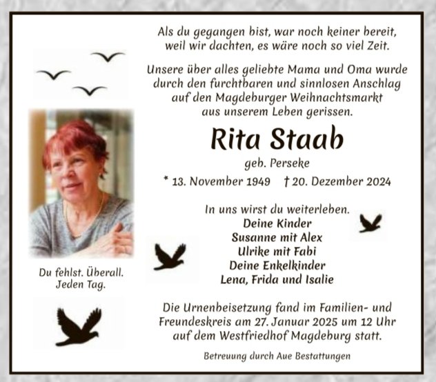 Gebt den Opfer einen Namen.
#Magdeburg 
#MagdeburgAttack