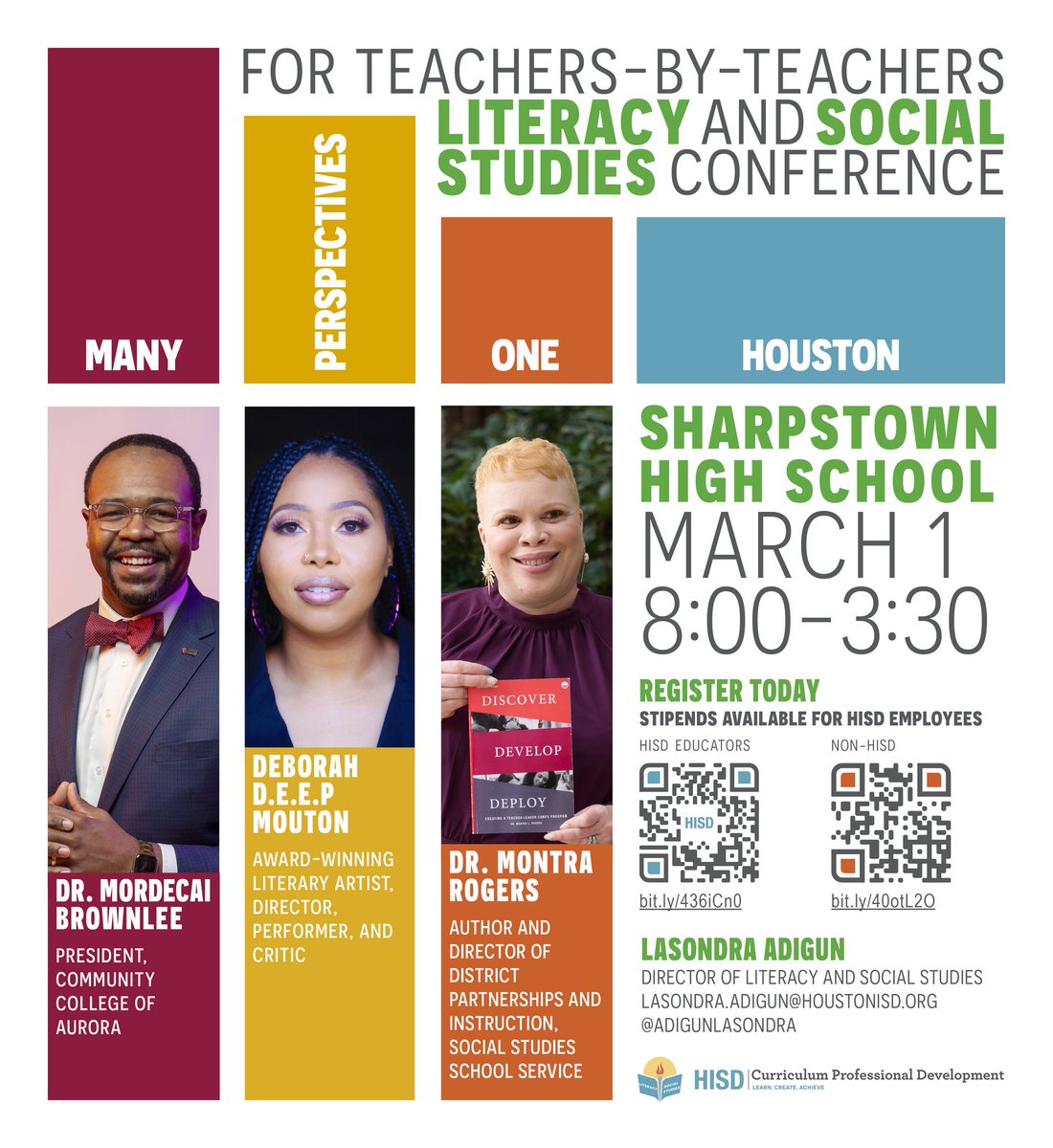The For Teachers By Teachers Conference is ONE month away! 🎉 This FREE one-day event, themed "Many Perspectives, One Houston," offers Houston area educators an opportunity to deepen our understanding of inclusive, dynamic literacy &amp; social studies classrooms. Register today! 🌟