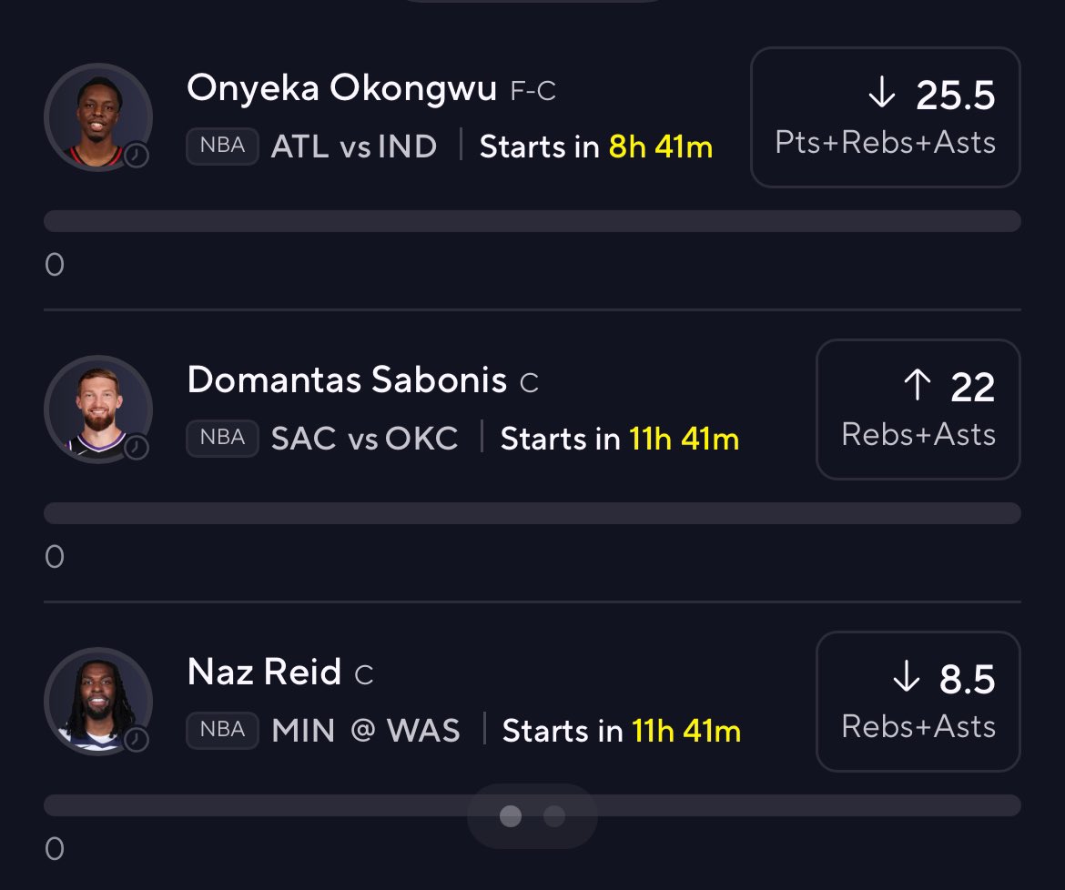 howiemarshbets's tweet photo. 2/1/2025 PROP CARD

Onyeka Okongwu “Under” 25.5 PRA
Domantis Sabonis “Over” 22 RA
Naz Reid “Under” 8.5 RA

Lock these in for a 3-leg nuke or pair with your favorite play!

#prizepicks #underdog  #freemoney #sportsbettingadvice #freeplay #freebets https://t.co/W1hUFohfzu
