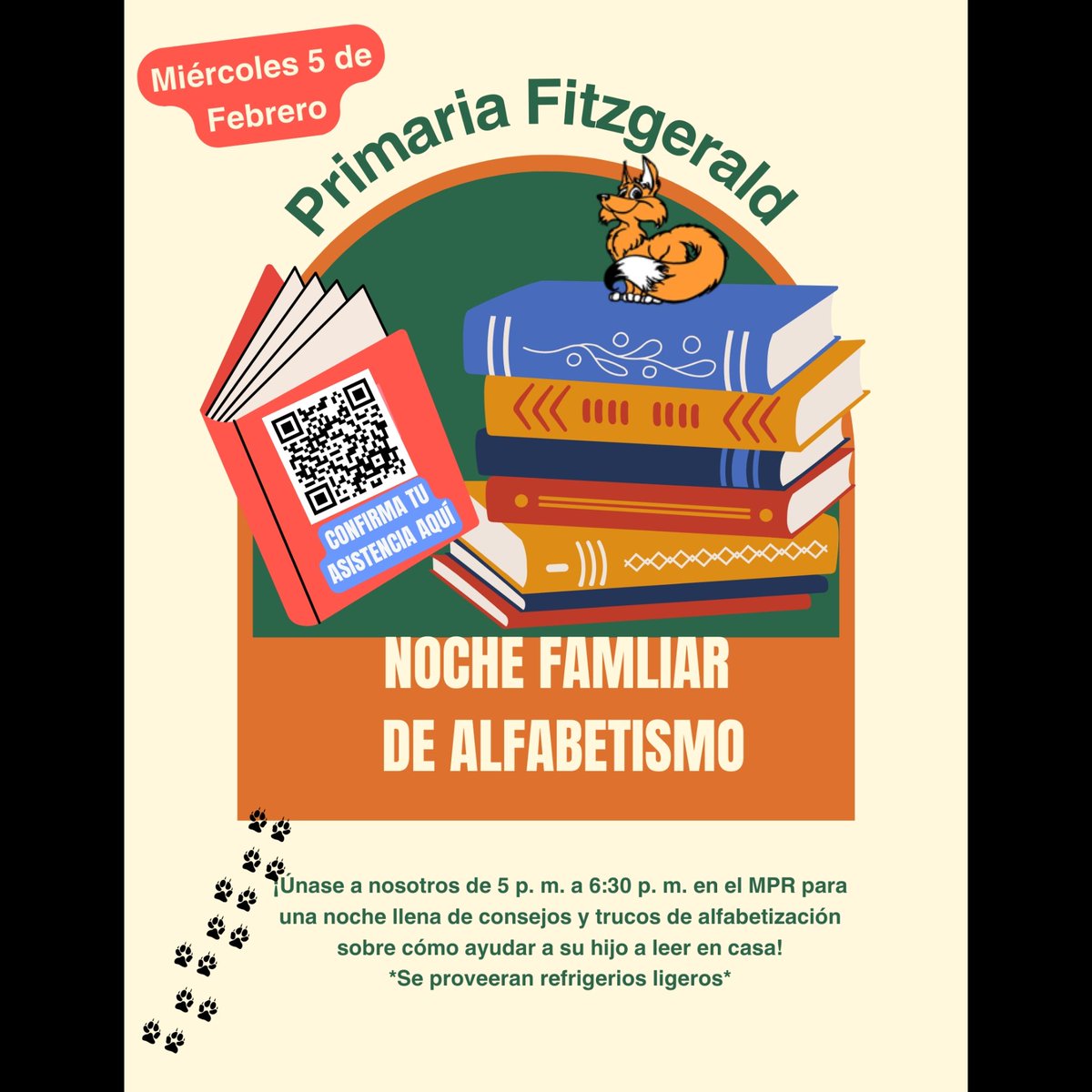 Fitzgerald Families, Please join us for our Literacy Family Night.