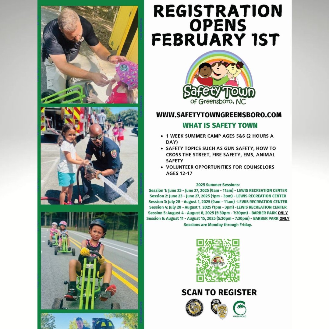 𝘾𝘼𝙇𝙇𝙄𝙉𝙂 𝘼𝙇𝙇 𝘾𝘼𝙈𝙋𝙀𝙍𝙎! 

Registration is now open for this year's Safety Town!
