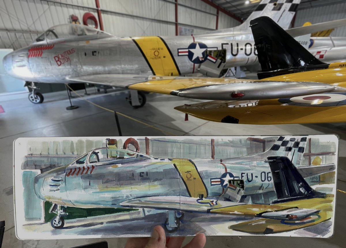 garygeraths's tweet image. There a couple of Air Museums out here at Chino AirPort, California. I wander around and sketch and paint stuff. I got an MFA in abstract painting…what the hell am I doing this for? Ok…it’s fun and challenging. Pencil and gouache.