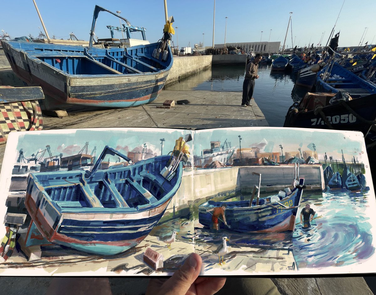 garygeraths's tweet image. Me &amp;amp; the wife went to Morocco for 5 weeks to sketch &amp;amp; paint. Traveled 3 thousand miles, looped around the country through desert, mountains &amp;amp; pine forests. Managed to get some scribbles &amp;amp; finger painting done. Had a grand time. Pencil&amp;amp; gouache in 4 full Etchr sketchbooks