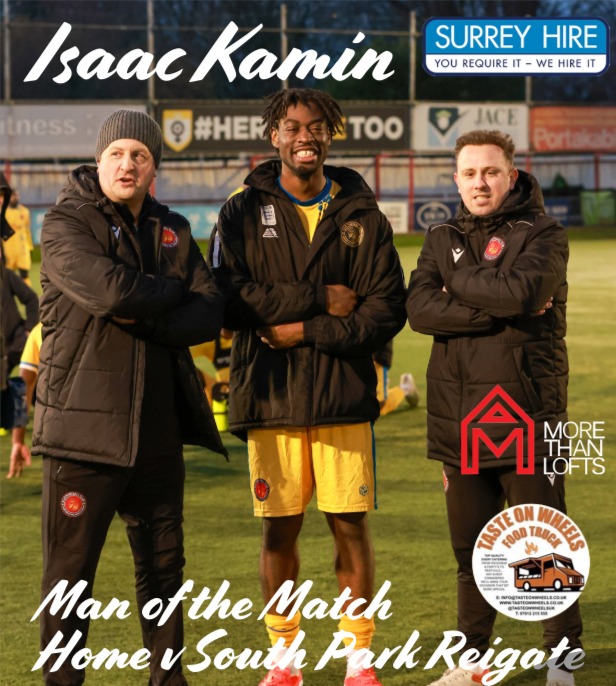 official_scrfc's tweet photo. Today's First Team Man of the Match against South Park Reigate - a dynamic all action performance in the middle of the park - it's well done to Isaac Kamin https://t.co/EfmnvxHOMt