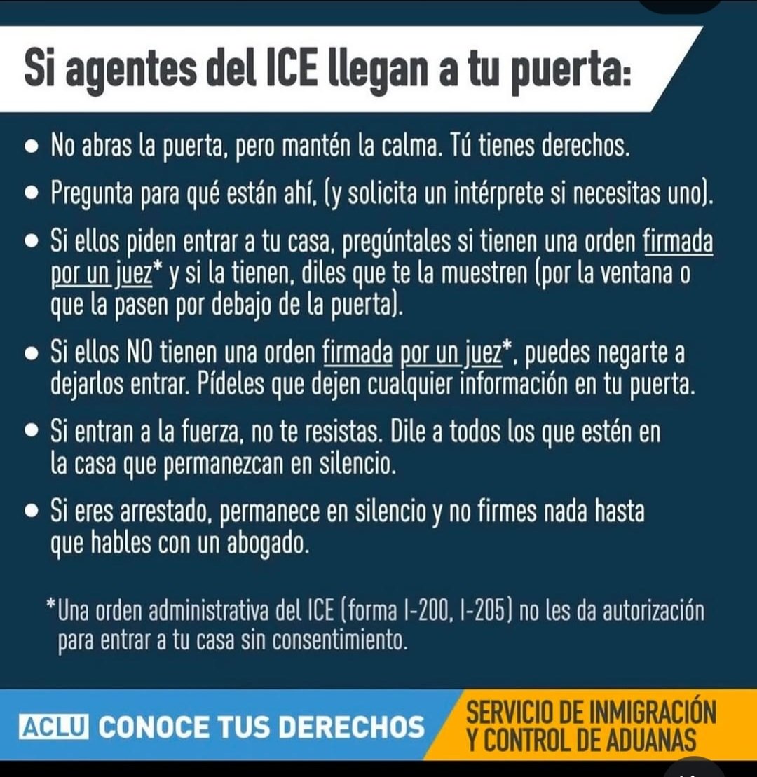 Información para redadas de ICE, español