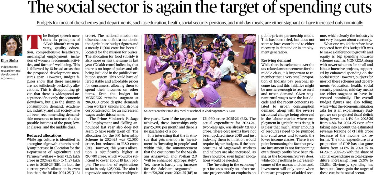 Dipa Sinha (@sinhadipa) on Twitter photo Customary #Budget2025 response <a href="/TheHinduComment/">The Hindu Comment</a> - as usual full of platitudes, not backed by the numbers. One red herring - the 'middle class' tax break. Overall exasperating. Why bother! Customary #Budget2025 response <a href="/TheHinduComment/">The Hindu Comment</a> - as usual full of platitudes, not backed by the numbers. One red herring - the 'middle class' tax break. Overall exasperating. Why bother!