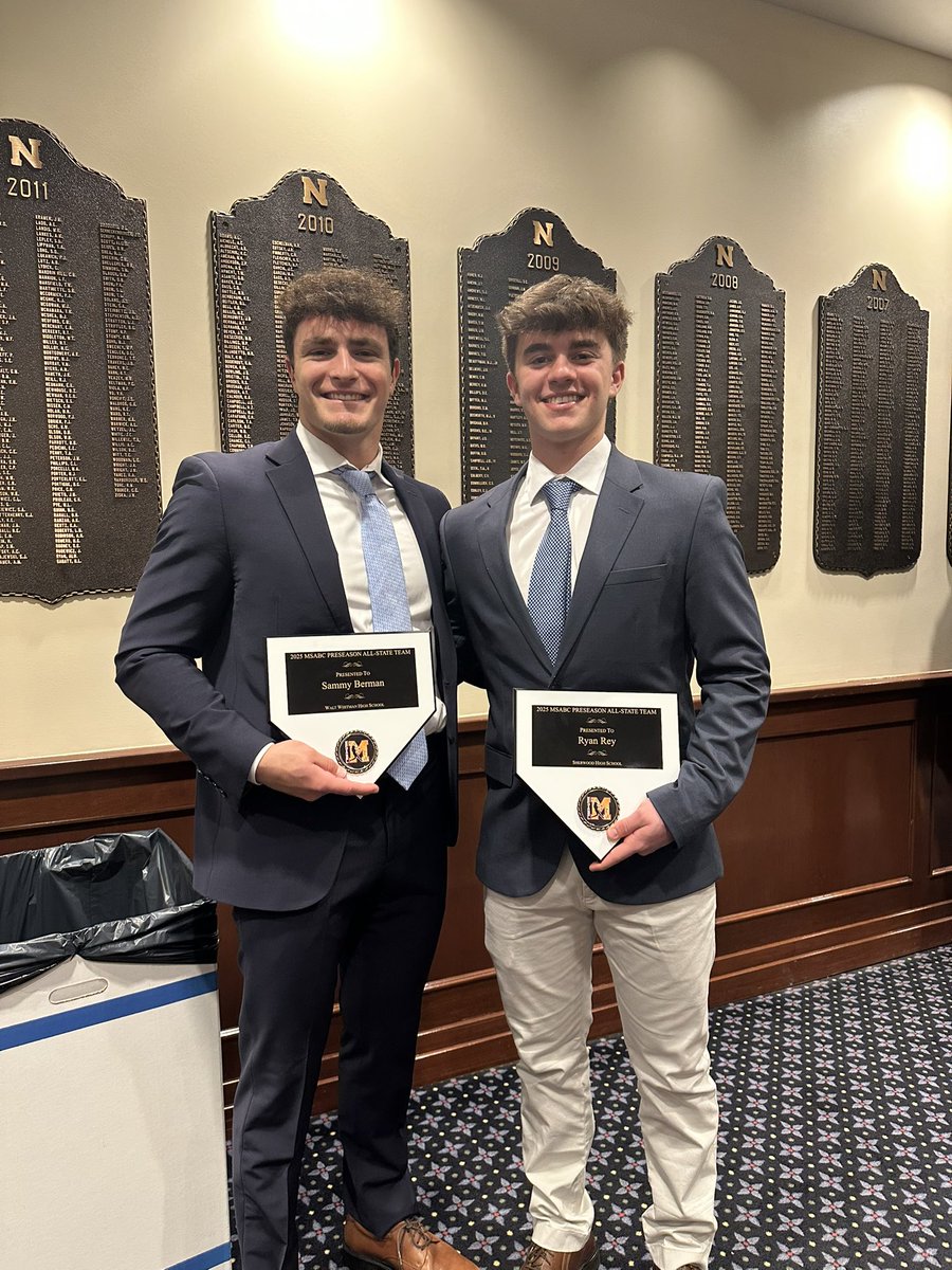 Congrats to Sammy Berman (Maryland) and Ryan Rey (Sacred Heart) for their recognition by <a href="/MSABC1/">MSABC</a> as a 2025 Pre-Season All-State Member! 👏👏

<a href="/BillChatterton3/">Bill Chatterton</a> 
<a href="/TommyRey24/">Tommy Rey</a> 
<a href="/WWVikesBaseBall/">WaltWhitmanVikings⚾️</a> 
<a href="/Woodbaseball1/">Sherwood Baseball</a>