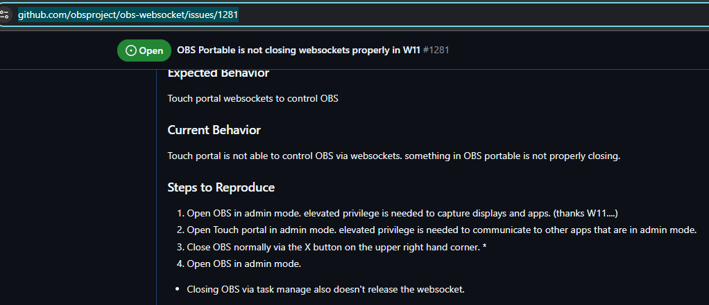 ZexMaxwell's tweet photo. @dev47apps 
Your droid cam program on PC is having problems when interacting with OBS. please refer to this issue post.
https://t.co/IJOl70Akao https://t.co/WX5S4LjDZA