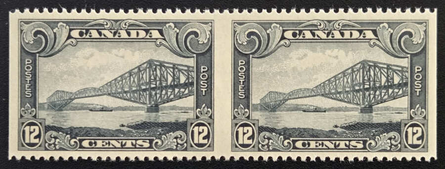 AllNations1949's tweet photo. Realized $412 today Lot 51 Canada #156b VFNH 1929 12c Perf by Imperf Pair, 250 made, $375 #CanadaStamps https://t.co/A7GdTHu7a6
