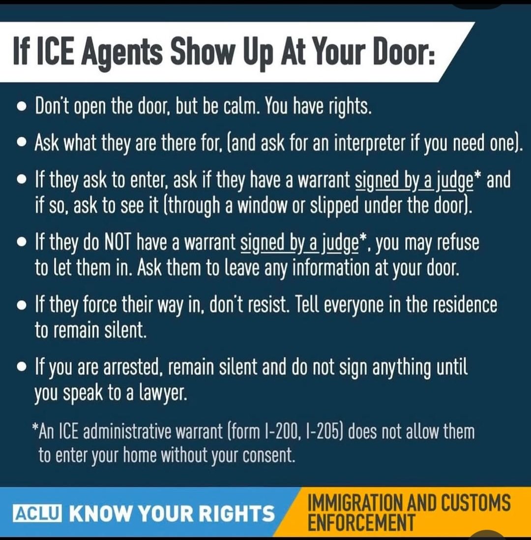 Info for ICE raids, English