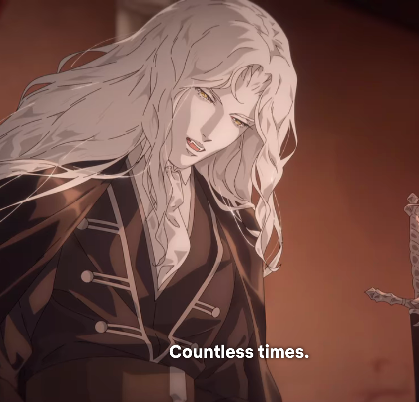 big shout out to alucard for not going down the classic vampire route of only having one love of his life and instead allowing himself to fall in love as many times as his immortal heart wanted