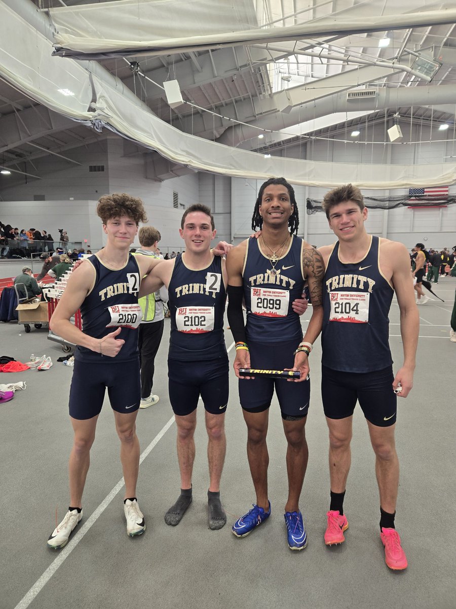 BantamsRunning (@trincolltrack) on Twitter photo School record today for the men's 4x400m relay, running 3:19.06 at the Boston University Terrier Invite 👏🐓 Congrats to Liam, Nolan, Zuri, and Lars! #fastBants #schoolrecord <a href="/BantamSports/">Bantam Sports</a> <a href="/TrinityCollege/">Trinity College</a> School record today for the men's 4x400m relay, running 3:19.06 at the Boston University Terrier Invite 👏🐓 Congrats to Liam, Nolan, Zuri, and Lars! #fastBants #schoolrecord <a href="/BantamSports/">Bantam Sports</a> <a href="/TrinityCollege/">Trinity College</a>