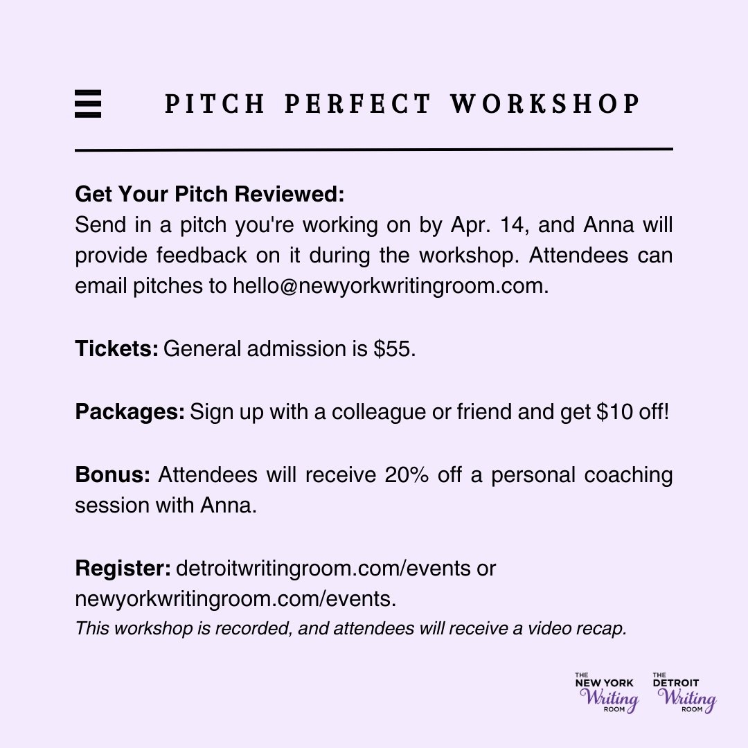 Want to get your brand or story noticed by national media? Join <a href="/nycwritingroom/">New York Writing Room</a> coach and journalist <a href="/AnnaMedaris/">Anna Medaris</a>  for a virtual workshop on April 16! Register at eventbrite.com/e/pitch-perfec…