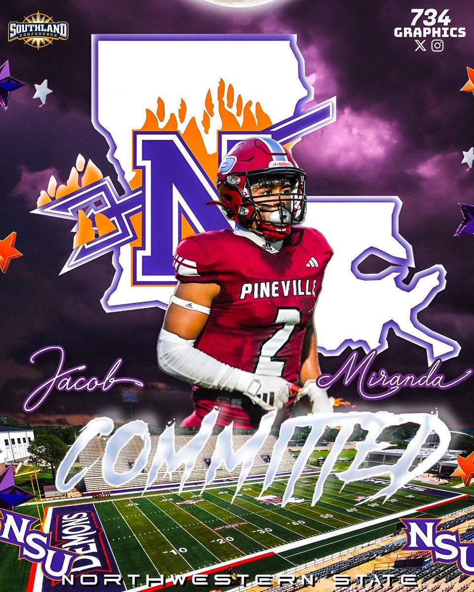 Jacob Miranda 2025 Safety (@jacob_miranda2) on Twitter photo I am extremely blessed and excited to announce my commitment to Northwestern State University! <a href="/BlaineMcCorkle/">Blaine McCorkle</a> <a href="/CoachStew_NSU/">Carson Stewart</a>
<a href="/rebelsportsPhs/">RebelSportsMedia</a> <a href="/b_hoss_mac/">Bret H. McCormick</a> <a href="/BigB641/">Jameson Brown</a> <a href="/CoachCharles19/">Coach Justin Charles</a> <a href="/DJ_Meisner_13/">Jordan Meisner</a> <a href="/446Sports/">446Sports</a> <a href="/CenLaPrepsLLC/">Cenla Preps</a> <a href="/LSL_Sportsline/">Louisiana Sportsline</a> <a href="/PrepRedzoneLA/">Prep Redzone Louisiana</a> <a href="/318preps/">318preps</a> <a href="/GridironFootbal/">Gridiron Football®</a> I am extremely blessed and excited to announce my commitment to Northwestern State University! <a href="/BlaineMcCorkle/">Blaine McCorkle</a> <a href="/CoachStew_NSU/">Carson Stewart</a>
<a href="/rebelsportsPhs/">RebelSportsMedia</a> <a href="/b_hoss_mac/">Bret H. McCormick</a> <a href="/BigB641/">Jameson Brown</a> <a href="/CoachCharles19/">Coach Justin Charles</a> <a href="/DJ_Meisner_13/">Jordan Meisner</a> <a href="/446Sports/">446Sports</a> <a href="/CenLaPrepsLLC/">Cenla Preps</a> <a href="/LSL_Sportsline/">Louisiana Sportsline</a> <a href="/PrepRedzoneLA/">Prep Redzone Louisiana</a> <a href="/318preps/">318preps</a> <a href="/GridironFootbal/">Gridiron Football®</a>