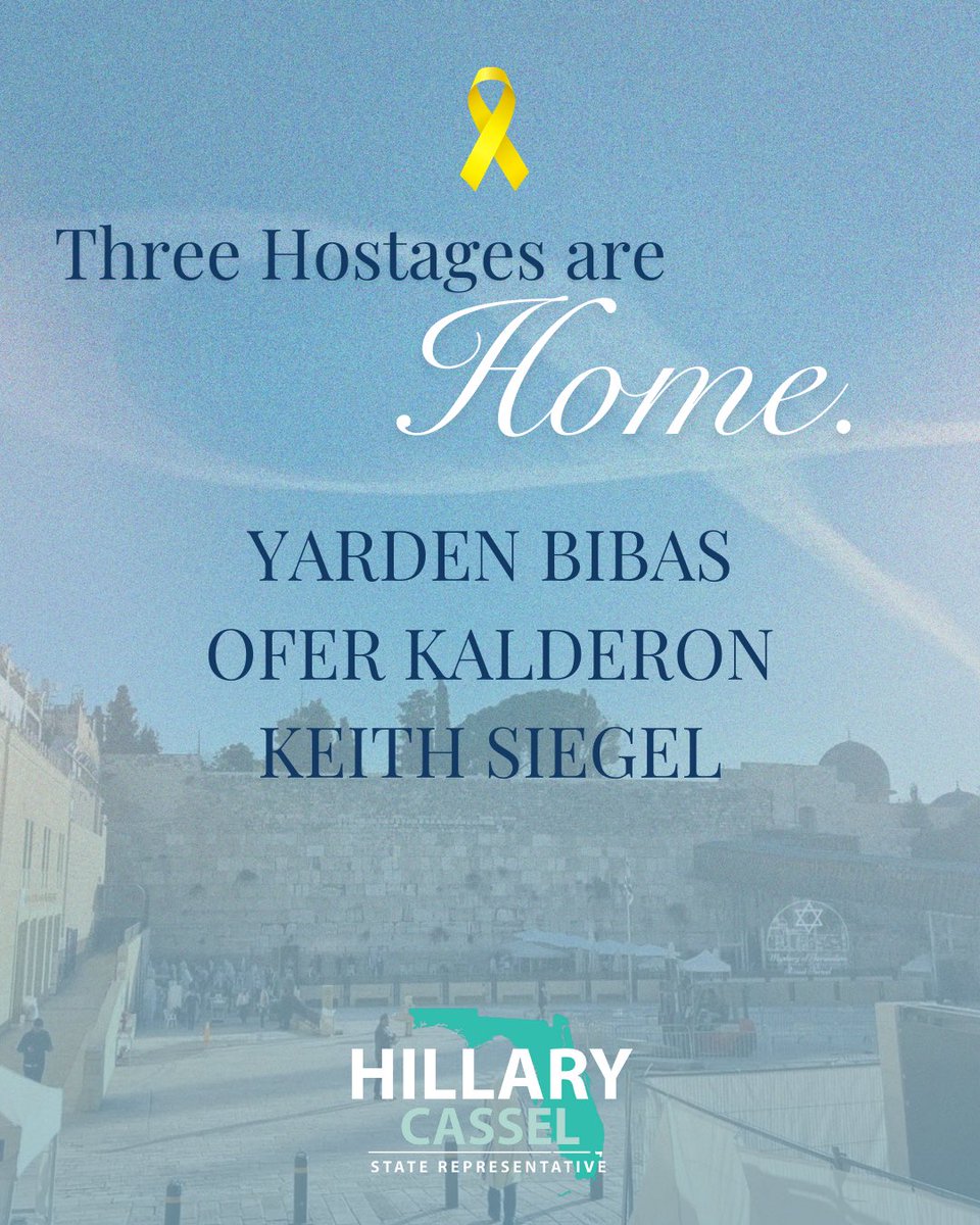 RepCassel's tweet image. Three hostages are home. We celebrate the safe return of Yarden Bibas, Ofer Kalderon, and Keith Siegel, but our work is not done. We continue to stand in solidarity with those still held captive and their families. 💛
#BringThemHome #StandWithIsrael