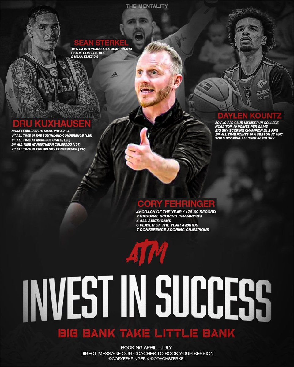 🏧 Players, Coaches, Programs

🚨All Ages - Boys &amp; Girls

🏀Inspire “Winning Habits” to Impact &amp; Influence Sustained Success

🏀Improve &amp; Implement Skill Work, Strategy, &amp; Develop TEAM Philosophy

🏀 Drills, Measurements, Analysis, Player Evaluations

📱📧 : Contact The Mentality