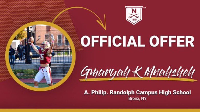 GMaryah Mnahsheh (Gee)✍️ (@reality_gee07) on Twitter photo After a great conversation with <a href="/CoachBStewart/">Brasean A Stewart ll</a> and <a href="/THEcoachRussell/">Bill Russell</a> I have received an offer to play football at <a href="/NorwichFB/">Norwich Football</a> After a great conversation with <a href="/CoachBStewart/">Brasean A Stewart ll</a> and <a href="/THEcoachRussell/">Bill Russell</a> I have received an offer to play football at <a href="/NorwichFB/">Norwich Football</a>