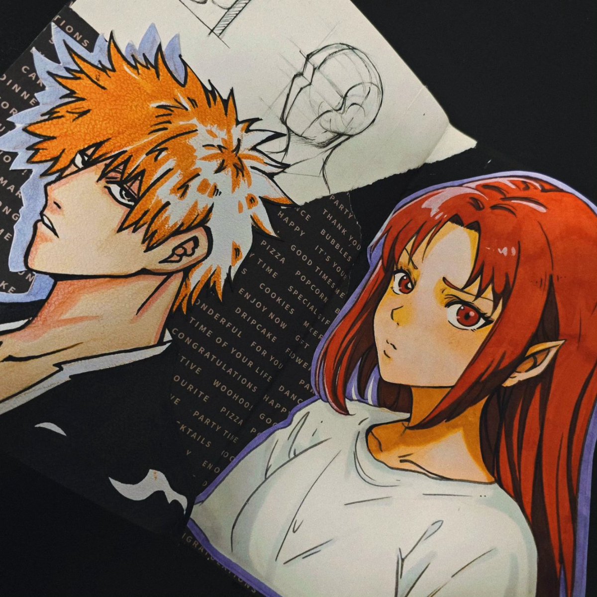 Leafayet_Tsuki's tweet image. I hope everyone is having an enjoyable weekend ☺️ 
I'm getting more comfortable with experimenting with my artistic style and different textures. Here's my variation of Leaf in the Bleach universe ✨️💀👘🔪🐻

#bleachanime #smallartist #sketchbook #sketchbookspread