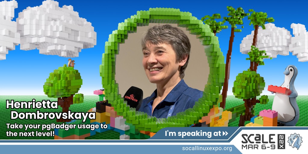I am excited to share that I will be speaking at SCaLE again this year! Please come and listen to my talk, "Take your pgBadger usage to the next level!" That will be the first presentation of this talk in North America, and I am excited to share with the community how you can