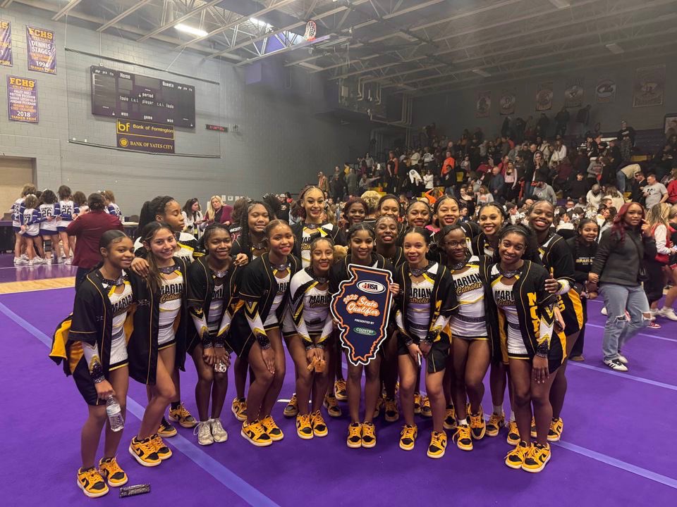 Congratulations to our Varsity Cheerleading squad on their 2nd place Farmington Sectional finish that advances them to the state.