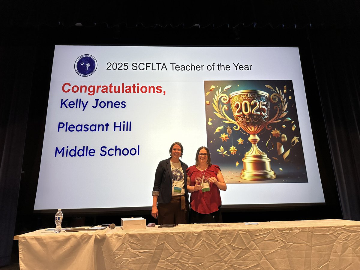 LOWLT's tweet photo. Very proud of these deserving Lexington One WL &amp; DLI teachers who were recognized today:
Wendy Guo of @MGES510, SCFLTA Teacher of Promise 
Kelly Jones of @PHMSCougars, SCFLTA Teacher of the Year 
Dr. Cathy Bouabre @pelion_middle retiree, SCFLTA Life Achievement Award Recipient https://t.co/TGYAv8iKjj