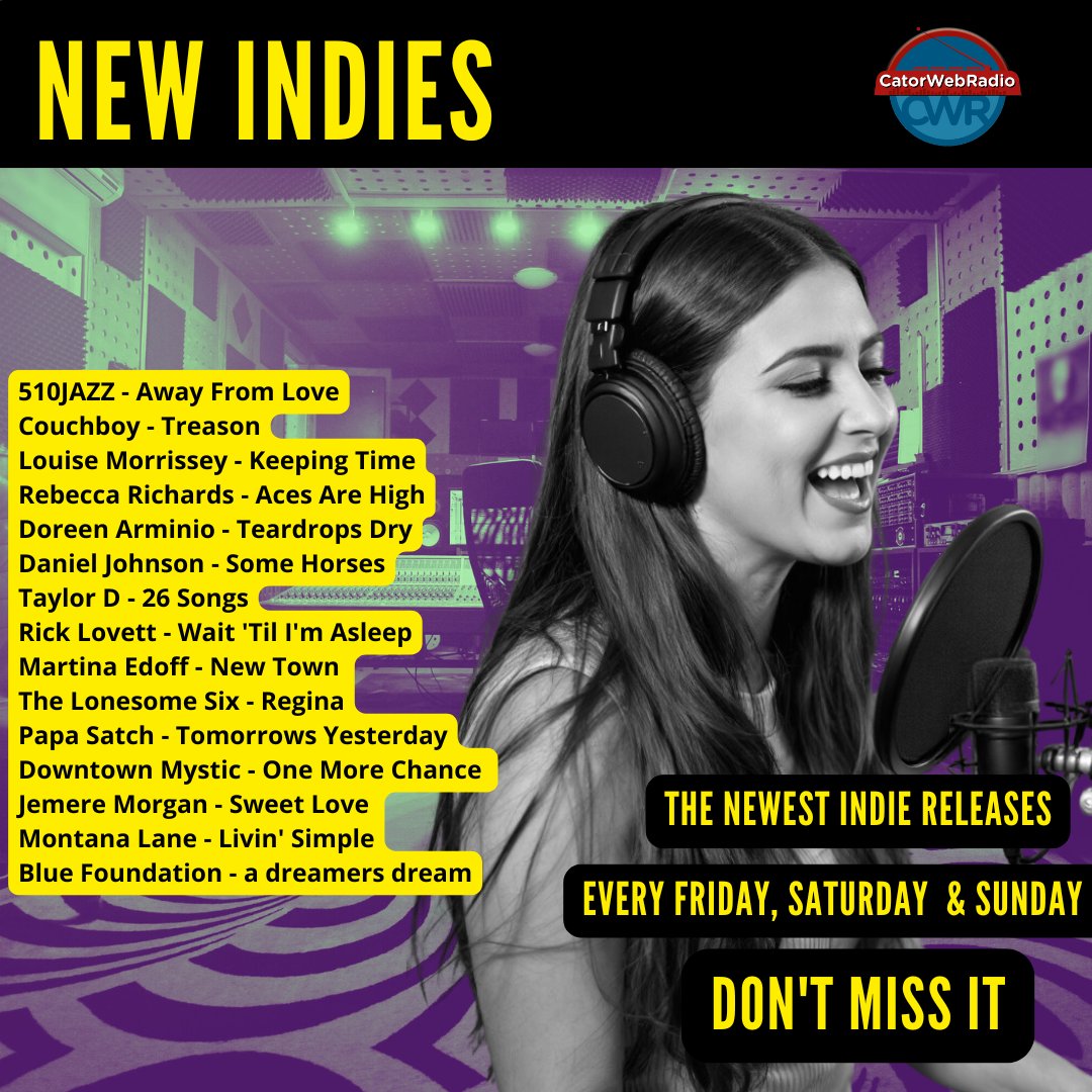 Catorweb radio (@catorwebradio) on Twitter photo #NowPlaying #NewIndies
<a href="/510JAZZ/">John Vargas</a>
<a href="/Couchboymusic/">Couchboy</a>
#LouiseMorrissey
<a href="/becmusician/">Rebecca Richards Music</a>
#DoreenArminio
#DanielJohnson
#TaylorD
#RickLovett
#MartinaEdoff
<a href="/Lonesome6band/">The Lonesome Six</a>
@papasatchrts
<a href="/DTMysticBand/">Robert Allen</a>
#JemereMorgan
#MontanaLane
#BlueFoundation #NowPlaying #NewIndies
<a href="/510JAZZ/">John Vargas</a>
<a href="/Couchboymusic/">Couchboy</a>
#LouiseMorrissey
<a href="/becmusician/">Rebecca Richards Music</a>
#DoreenArminio
#DanielJohnson
#TaylorD
#RickLovett
#MartinaEdoff
<a href="/Lonesome6band/">The Lonesome Six</a>
@papasatchrts
<a href="/DTMysticBand/">Robert Allen</a>
#JemereMorgan
#MontanaLane
#BlueFoundation