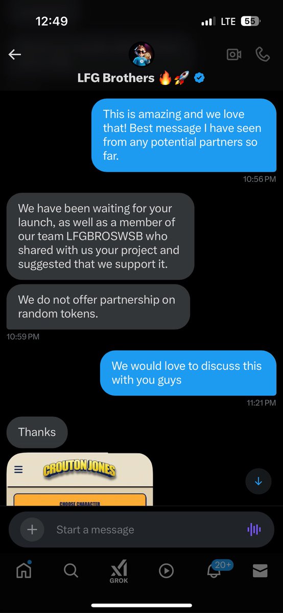 CroutonJonesCJT's tweet photo. JUST GOT SCAMMED BY SOME REAL PIECES OF TRASH @zachxbt! 

THEY TOOK ADVANTAGE AND CROUTON JONES WILL NEVER SIT SILENT WHEN IT COMES TO SCAMMERS! 

@LFGBrothers ARE SCAMMERS! 

TRIED TO KNOCK US DOWN AND WE ARENT GOING TO LET IT. https://t.co/OuWxGMYwGc
