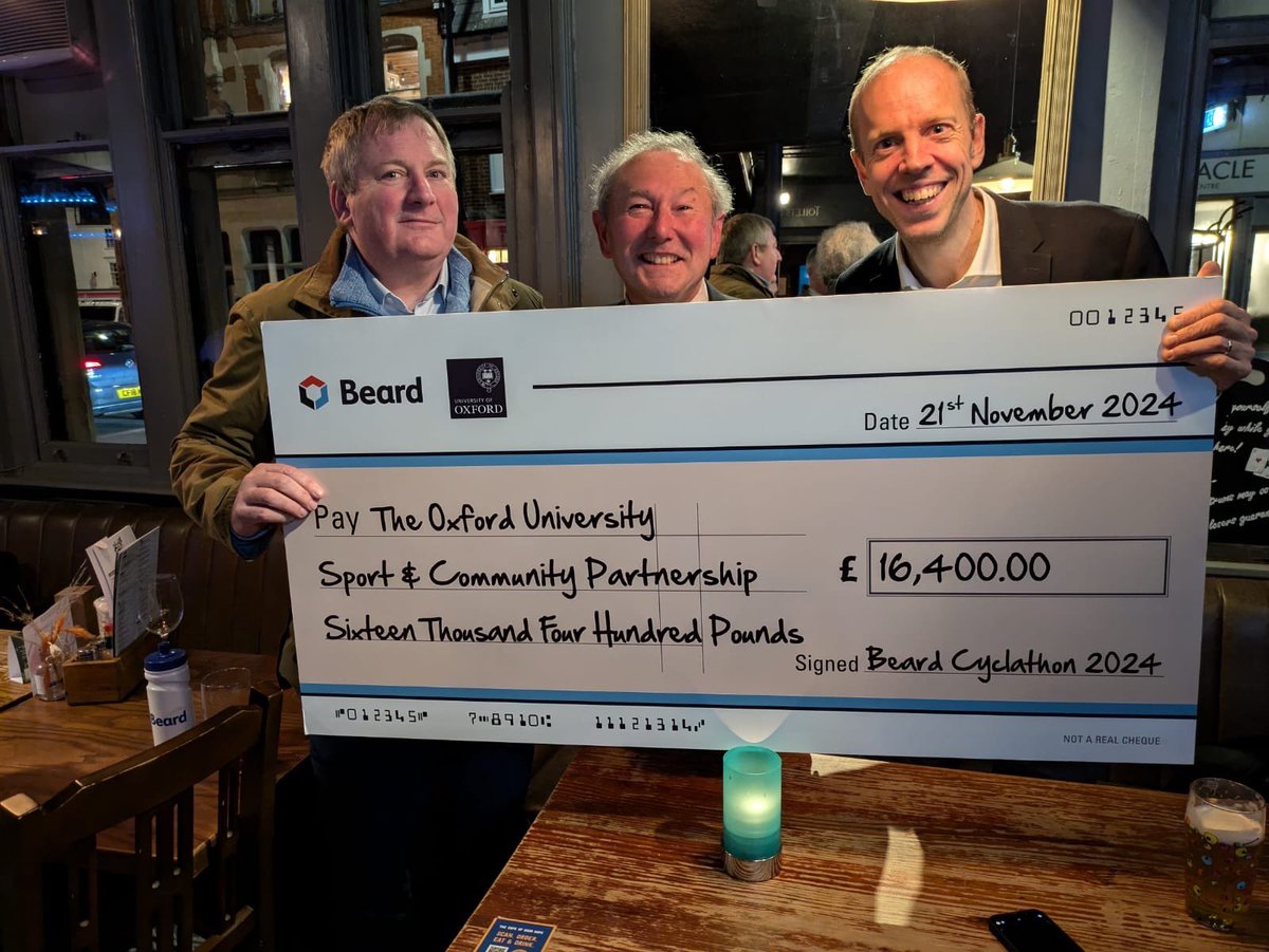 Amazing work by former High Sheriff Mark Beard raising so much money with a cylcathon and promoting partnership use of university and community sports facilities. The cycling was ultra competitive but every Oxford resident is the real winner.