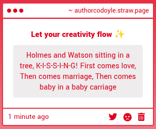 authorcodoyle's tweet photo. Ah! My first "Gimmick".
A message to this anonymous sender, you are indeed correct. Although I am uncertain of the method of acquiring that baby. https://t.co/jE9CzRJ2CL