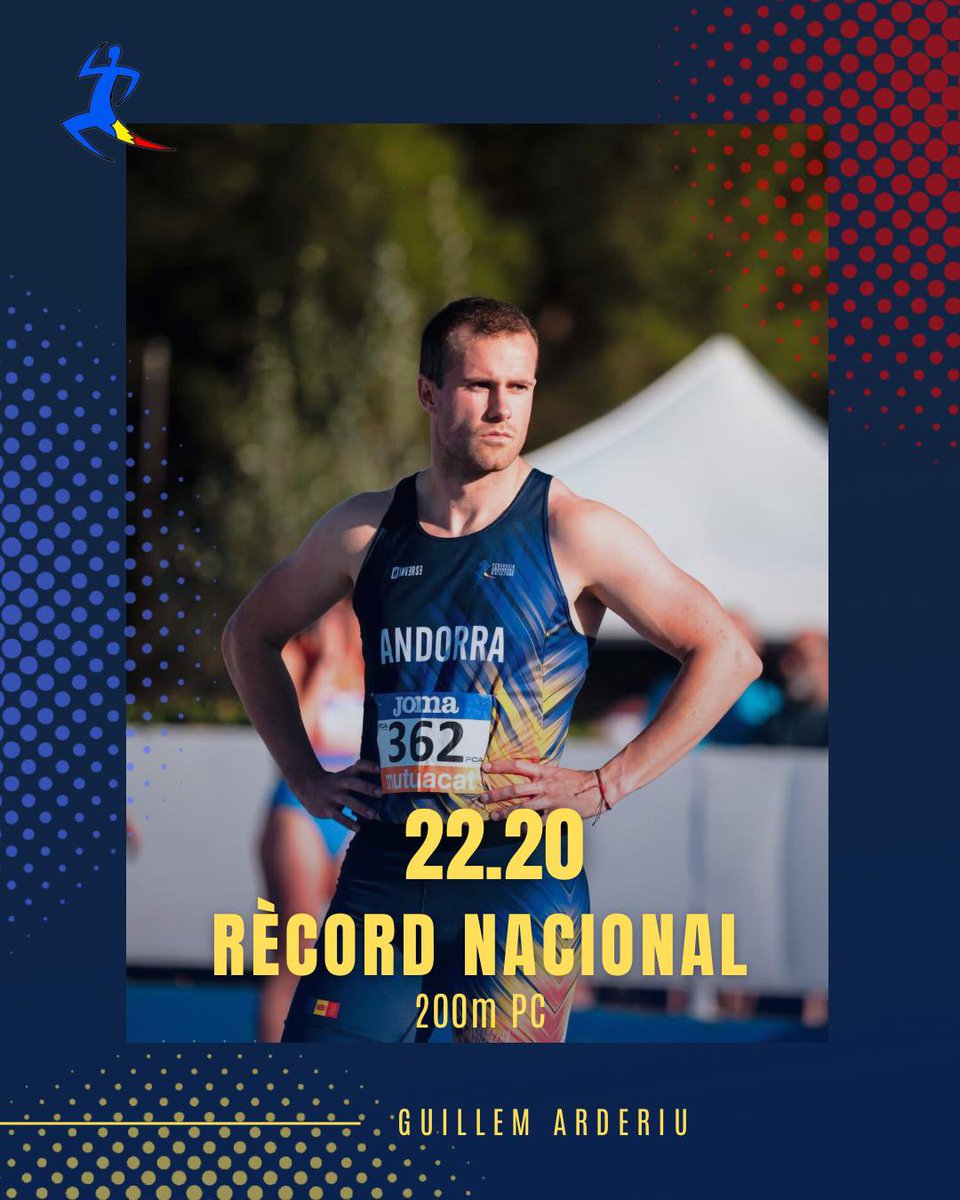 📣 RÈCORD‼️
Campionat de Catalunya de pista coberta

✅ <a href="/GuillemArderiu/">Guillem Arderiu</a> Millora dos cops el RN🇦🇩 de 200m de PC. A les semifinals atura el cronòmetre en 22.23 i a la final deixa el rècord en 22.20 i queda en 4rta posició. L’anterior rècord de 22.46 era del Pau Blasi.

Felicitats!!