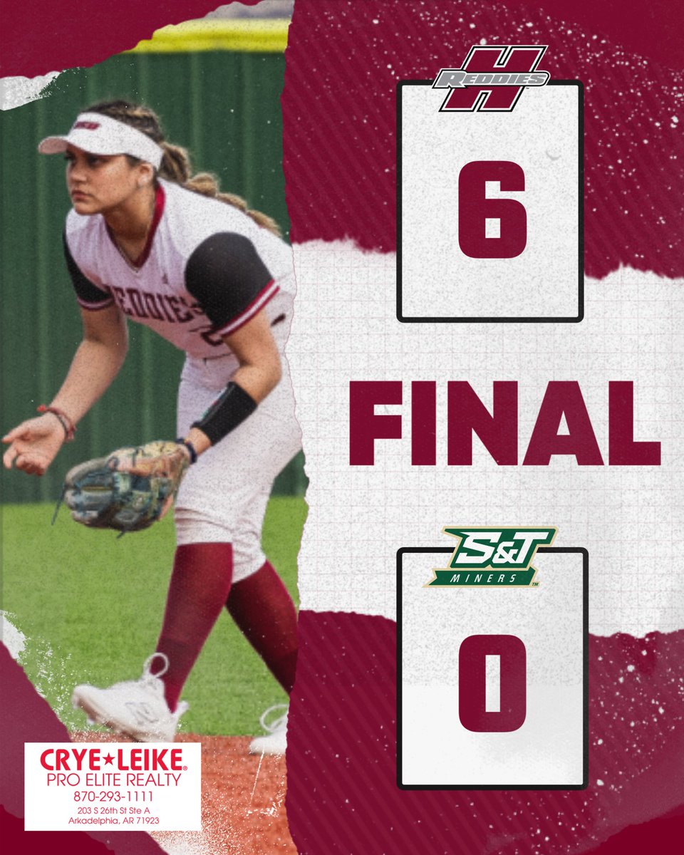 REDDIES WIN!

Jersey Cabana throws a complete game shutout for her second win of the weekend as Henderson State blanks Missouri S&amp;T 6-0!

#NoMereBeast