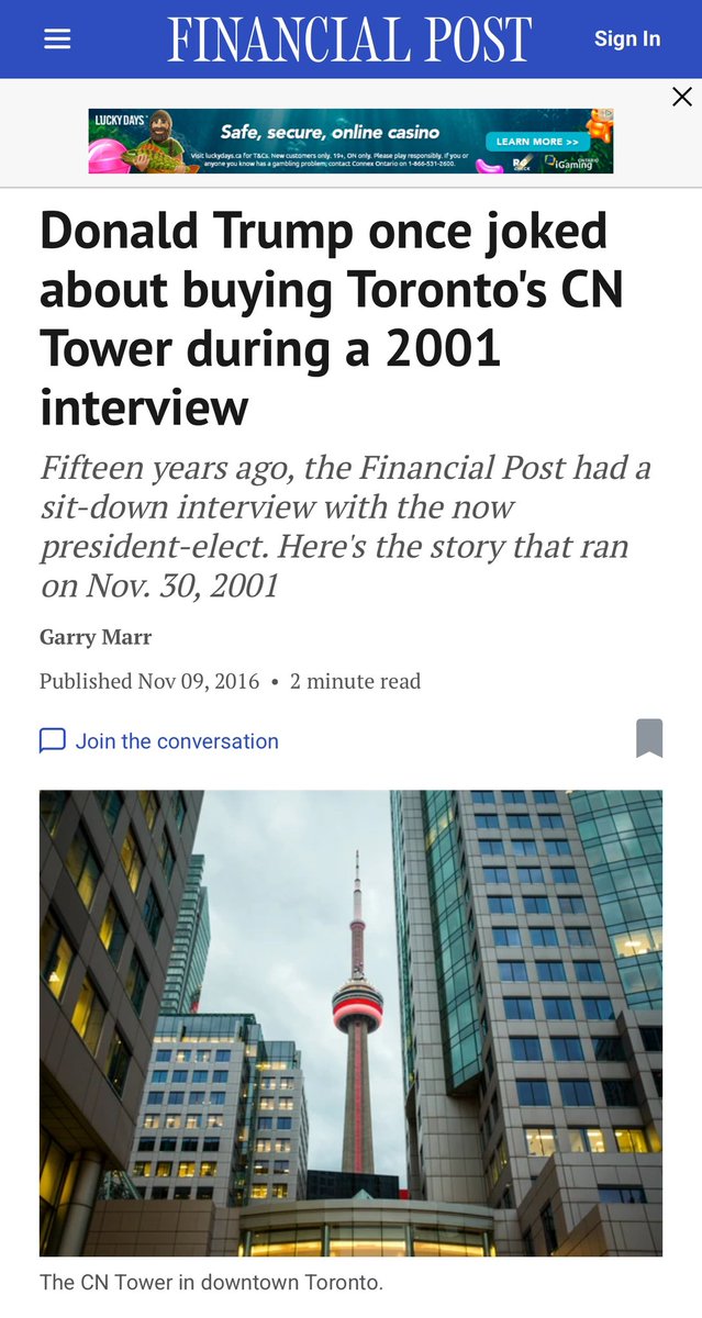 He told me he only wanted the CN Tower.