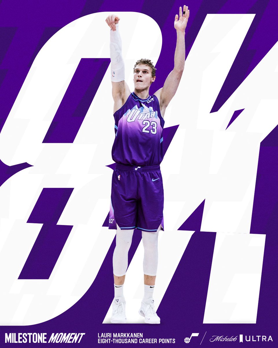 utahjazz's tweet photo. Congratulations, @MarkkanenLauri! Here’s to the next 8000 💜

#UltraMoment presented by @MichelobULTRA https://t.co/ZQhiVuMX6d
