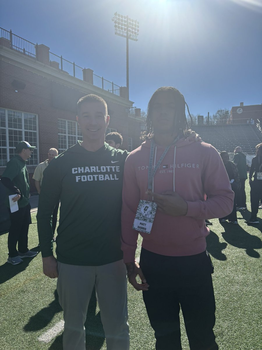 Great visit with unc Charlotte appreciate the invite <a href="/Coach_Mattix/">Kurt Mattix</a>

<a href="/nepsy37/">Quentin Brown</a> <a href="/CoachDarenHart/">Coach Daren Hart</a> <a href="/ExQuarterback/">ExECSU_QB "Hall of Fame Quarterback "</a> <a href="/CoachKTinsley/">Kennedy Tinsley</a>