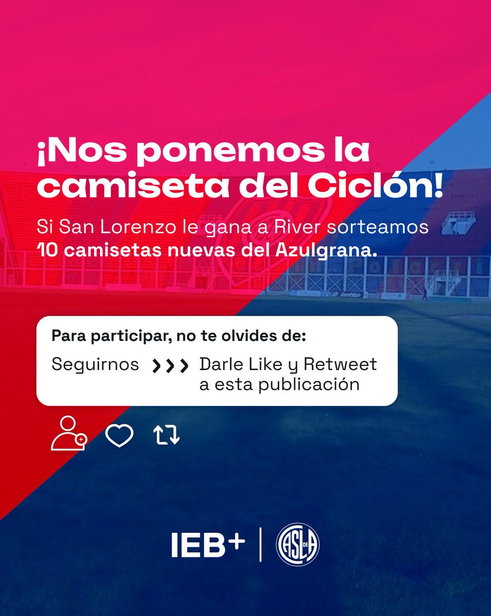 💙❤️😏

¡Vamos ciclón! 💙❤️ te alentamos con la camiseta puesta 🙌🏼

Si San Lorenzo le gana a River, sorteamos 10 camisetas nuevas del Azulgrana

Para participar, tenés que:

1️⃣ Seguirnos
2️⃣ Darle like y retweet a  esta publicación 

[Si gana, las sorteamos la próxima semana] 

A