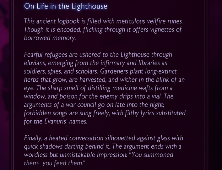 _coromoor's tweet photo. I cried fat ghibli tears first getting this codex about the rebellion because it exactly describes the inquisition down to growing herbs, crafting potions and singing bard songs... the lighthouse was their skyhold 😭😭 https://t.co/QspRkNSvaJ