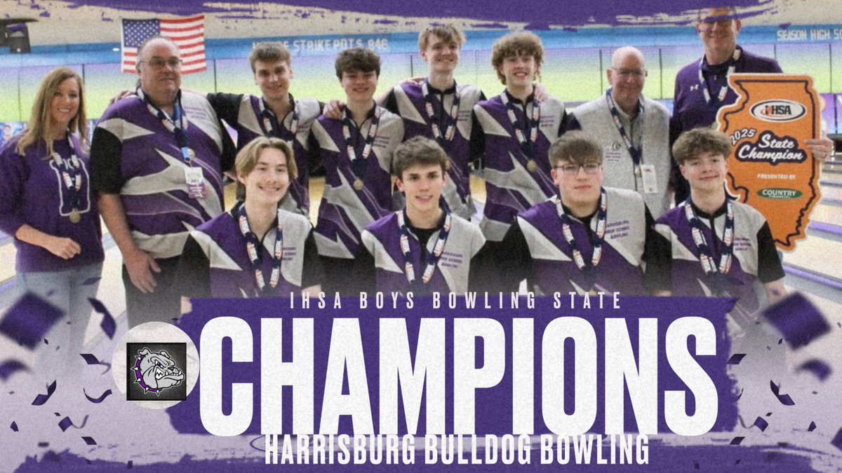 Congratulations to the 2025 IHSA BOYS BOWLING STATE CHAMPIONS, the Harrisburg Bulldogs!  The Dogs get it done!