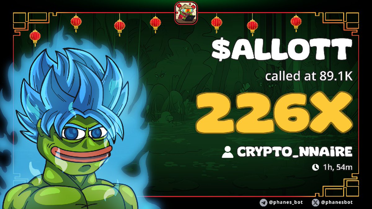 Called $ALLOTT in my private tg at $89k MCAP. 

ATH was $22.7M MCAP, currently at $8M MCAP. 

254x in just an hour 🤑

This is what we do every day 💸