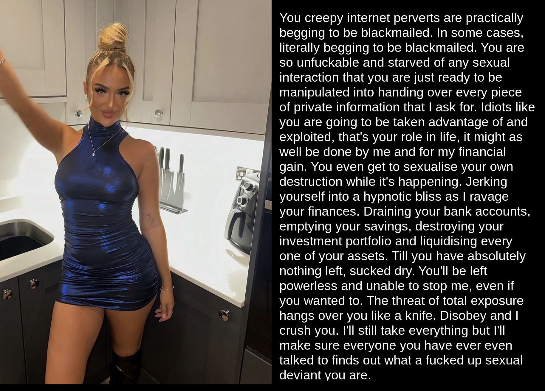 Femdom Captions by 💩 Face on X: Findom blackmail fuckery Femdom Mistress  Domme Findom Financial Domination Humiliation Fetish Gooner BDSM Slave  Chastity Loser Beta Sissy Cuckold Taboo Extreme Fantasy Caption  t.coDHsWxhmvJb 