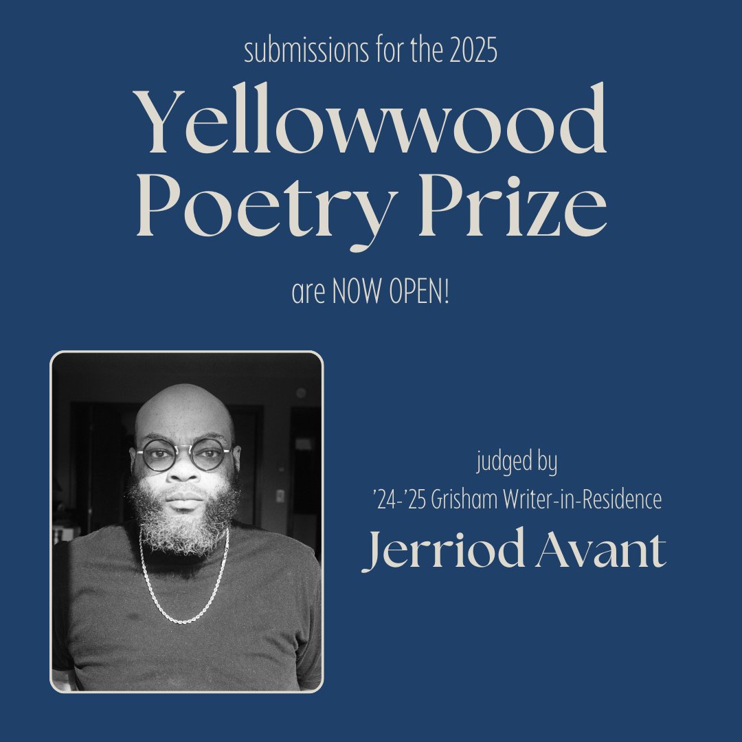 Submissions for the 2025 Yellowwood Poetry Prize are NOW OPEN! The winner will receive $500, as well as publication and an interview in YR: 41. For full guidelines and the submission portal, visit the link in our bio.
This year's judge is A. H. Jerriod Avant.