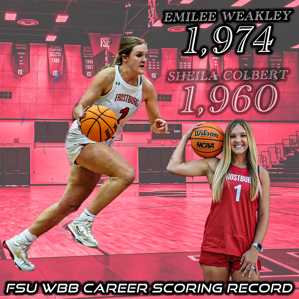 Congratulations to our EM! What an amazing milestone! ALL TIME LEADING SCORER IN FROSTBURG STATE HISTORY!! We are so incredibly proud of you!!! ❤️🤍🖤