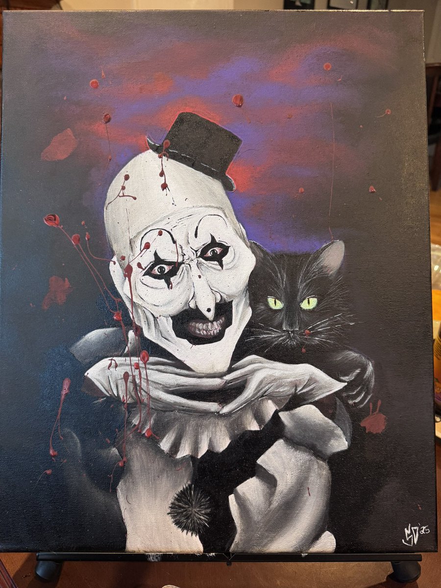 EuclideanC_nt's tweet photo. I’ve been so MIA on this app. 

I wanted to share a painting I did over my winter vacation or Art and my cat Luna 😊 https://t.co/nc5R7LwdVH