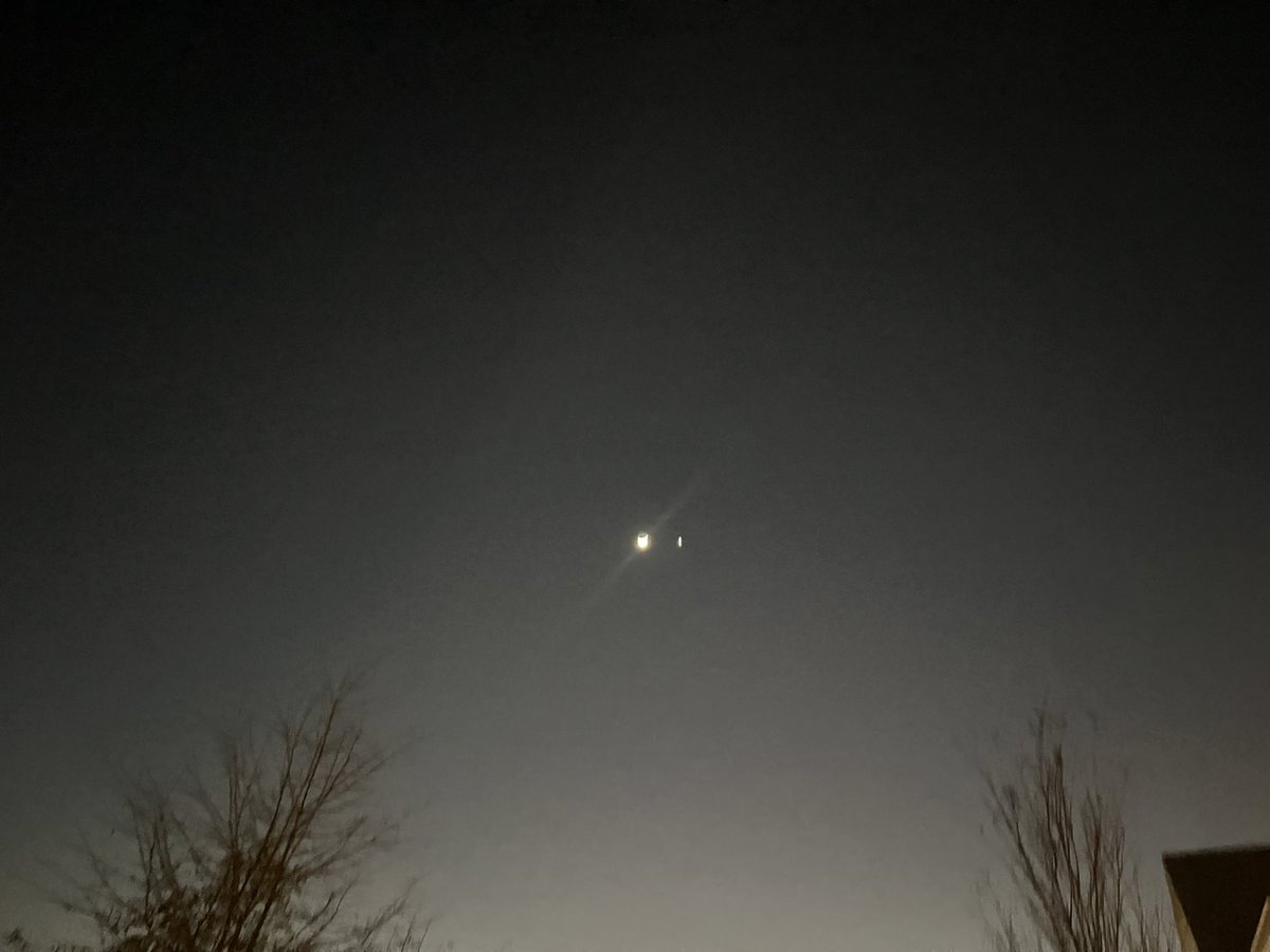 If you have a moment and wish to see another planet, go outside and look up at the moon. The bright light next to the moon is the planet Venus.  Keep looking up! #astronomy #Venus